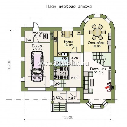 Проекты домов Альфаплан - «Стелла» - компактный дом с гаражом для маленького участка - превью плана проекта №1