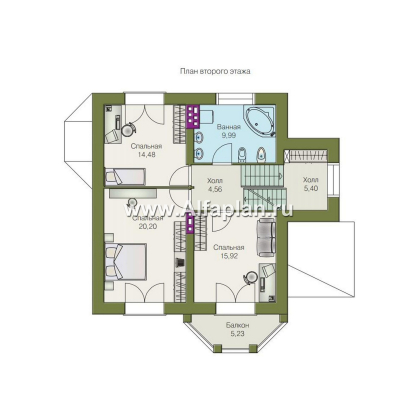 Проекты домов Альфаплан - «Корвет» - трехэтажный коттедж с двумя гаражами - превью плана проекта №3