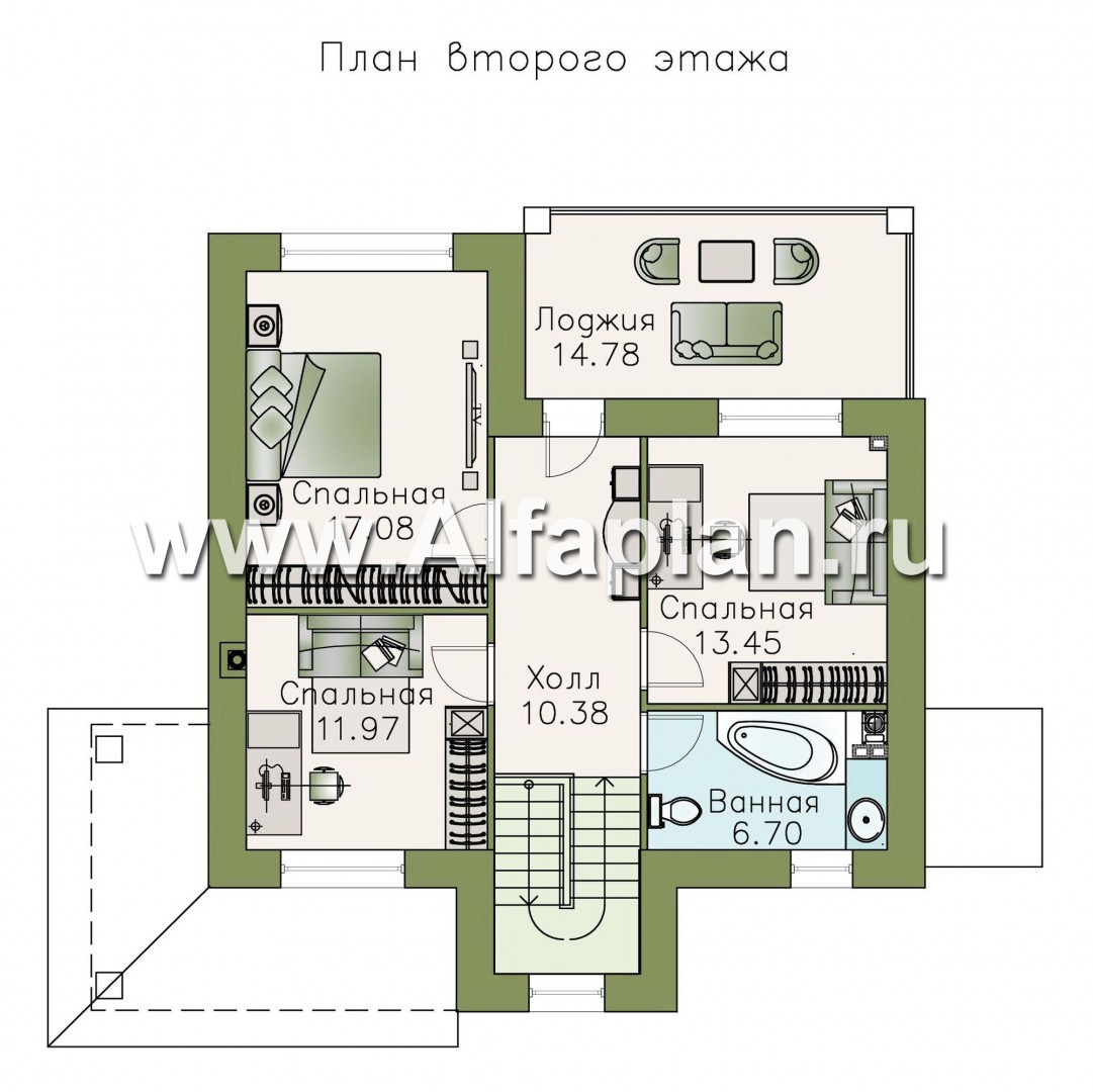 Проекты домов Альфаплан - «Виконт» - компактный дом с отличной планировкой - план проекта №2
