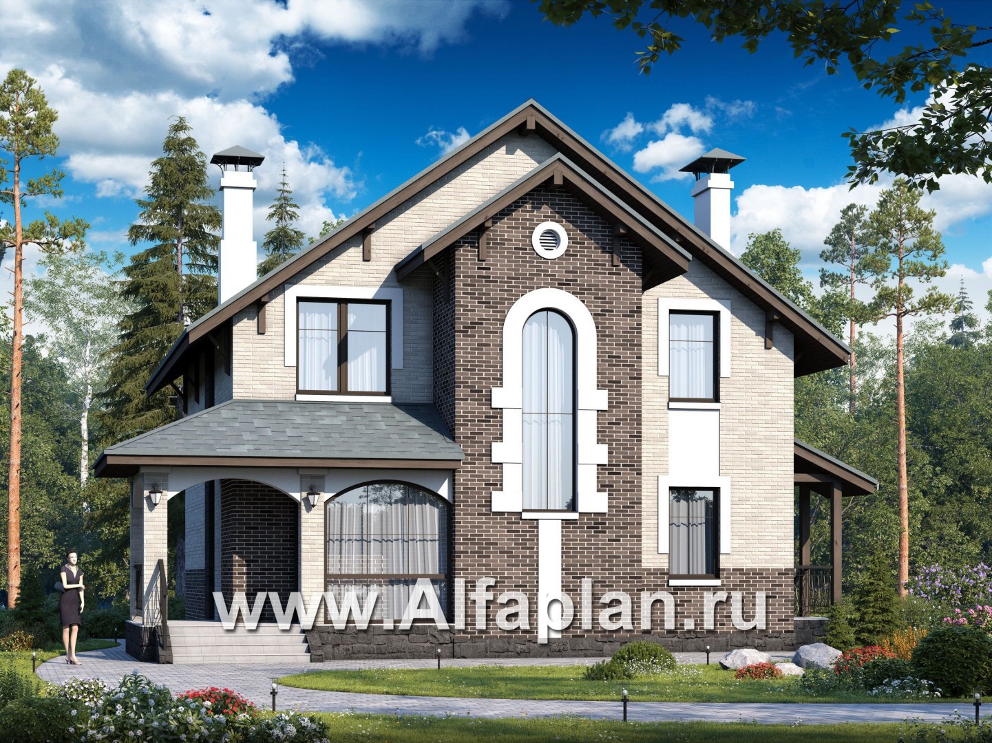 Проекты домов Альфаплан - «Виконт» - компактный дом с отличной планировкой - основное изображение