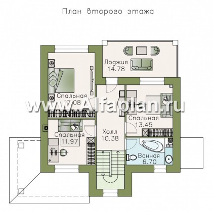 Проекты домов Альфаплан - «Виконт» - компактный дом с отличной планировкой - превью плана проекта №2