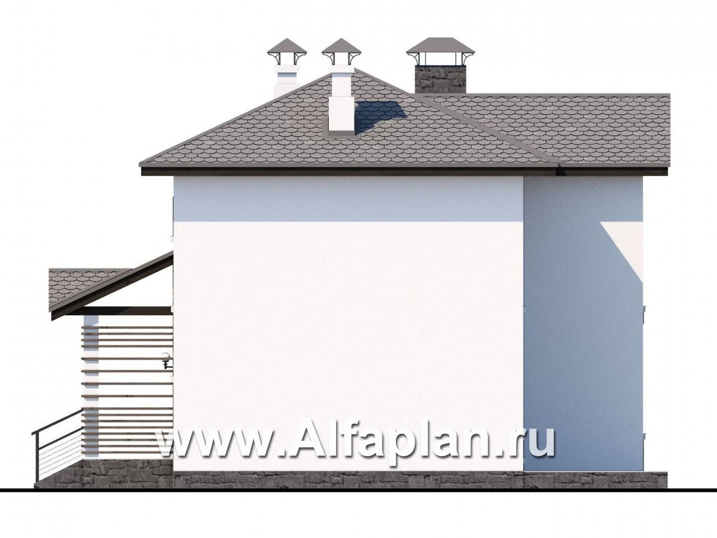 «Панорама» - проект простого двухэтажного дома из газобетона, в современном стиле - фасад дома