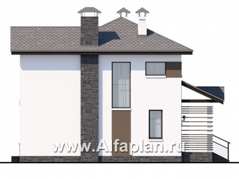 «Панорама» - проект простого двухэтажного дома из газобетона, в современном стиле - превью фасада дома