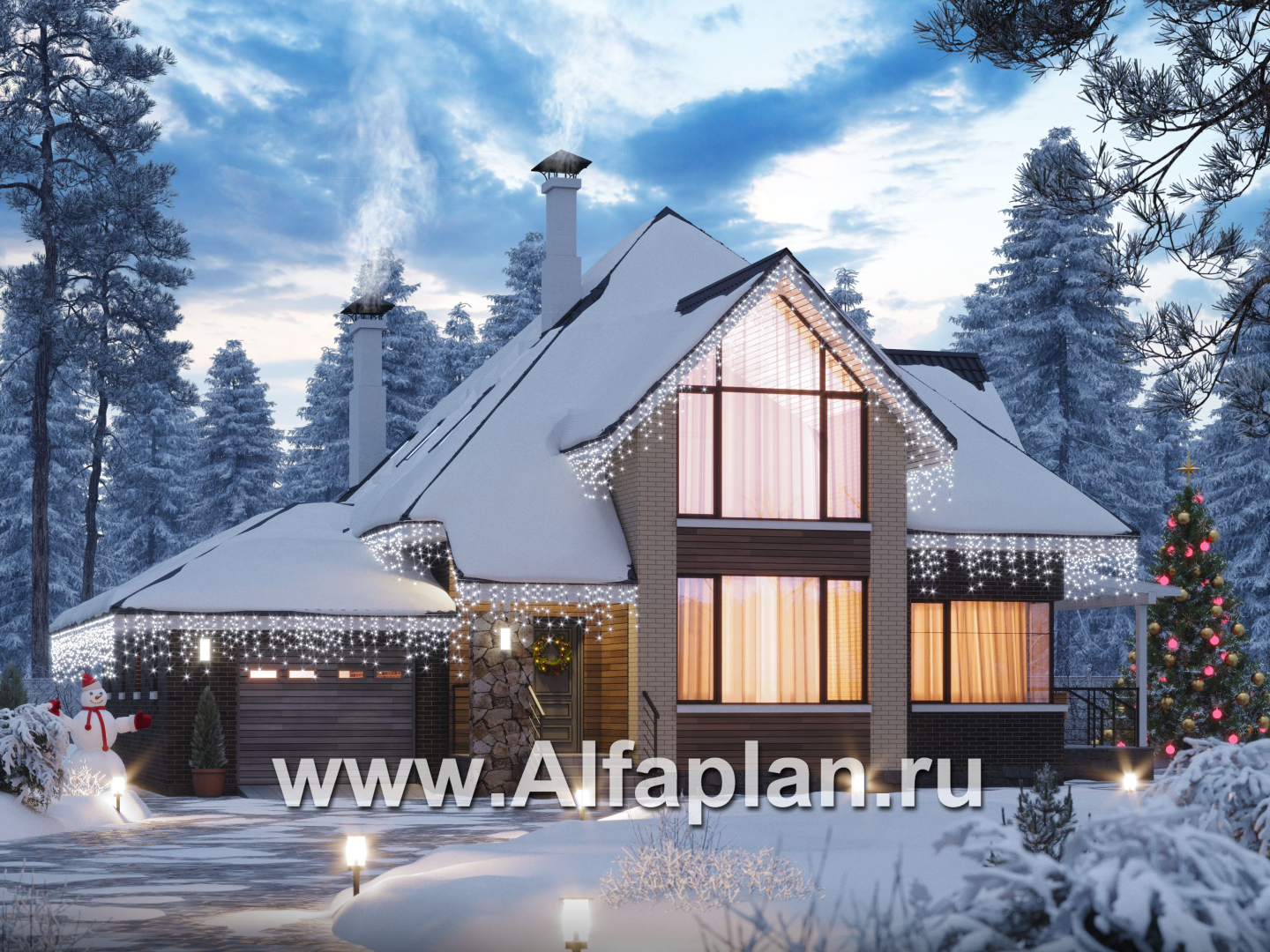 Проекты домов Альфаплан - «Альтаир» - современный мансардный дом с гаражом - дополнительное изображение №1