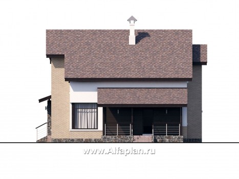 Проекты домов Альфаплан - «Клипер» - комфортный план дома, двускатная крыша - превью фасада №2