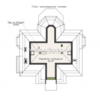 «Головин плюс» - проект двухэтажного дома из газобетона, планировка с лестницей в центре, в классическом стиле с бассейном в цоколе - превью план дома