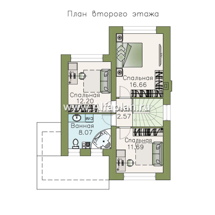 Проекты домов Альфаплан - «Каюткомпания» - экономичный дом для небольшой семьи и маленького участка - превью плана проекта №2
