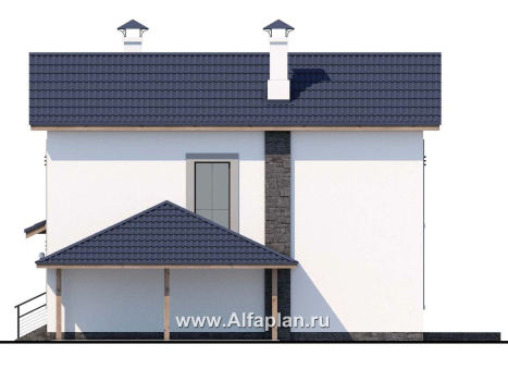 Проекты домов Альфаплан - «Каюткомпания» - экономичный дом для небольшой семьи с навесом для машины - превью фасада №2