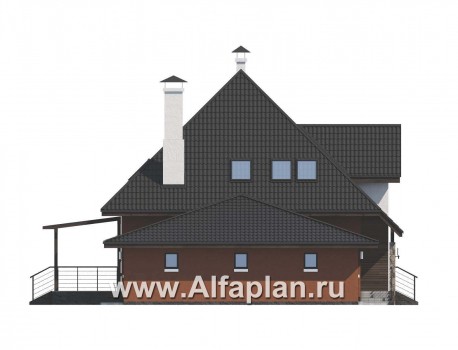 Проекты домов Альфаплан - «Сириус» - современный мансардный дом из газобетона - превью фасада №3