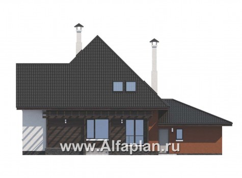 Проекты домов Альфаплан - «Сириус» - современный мансардный дом из газобетона - превью фасада №4