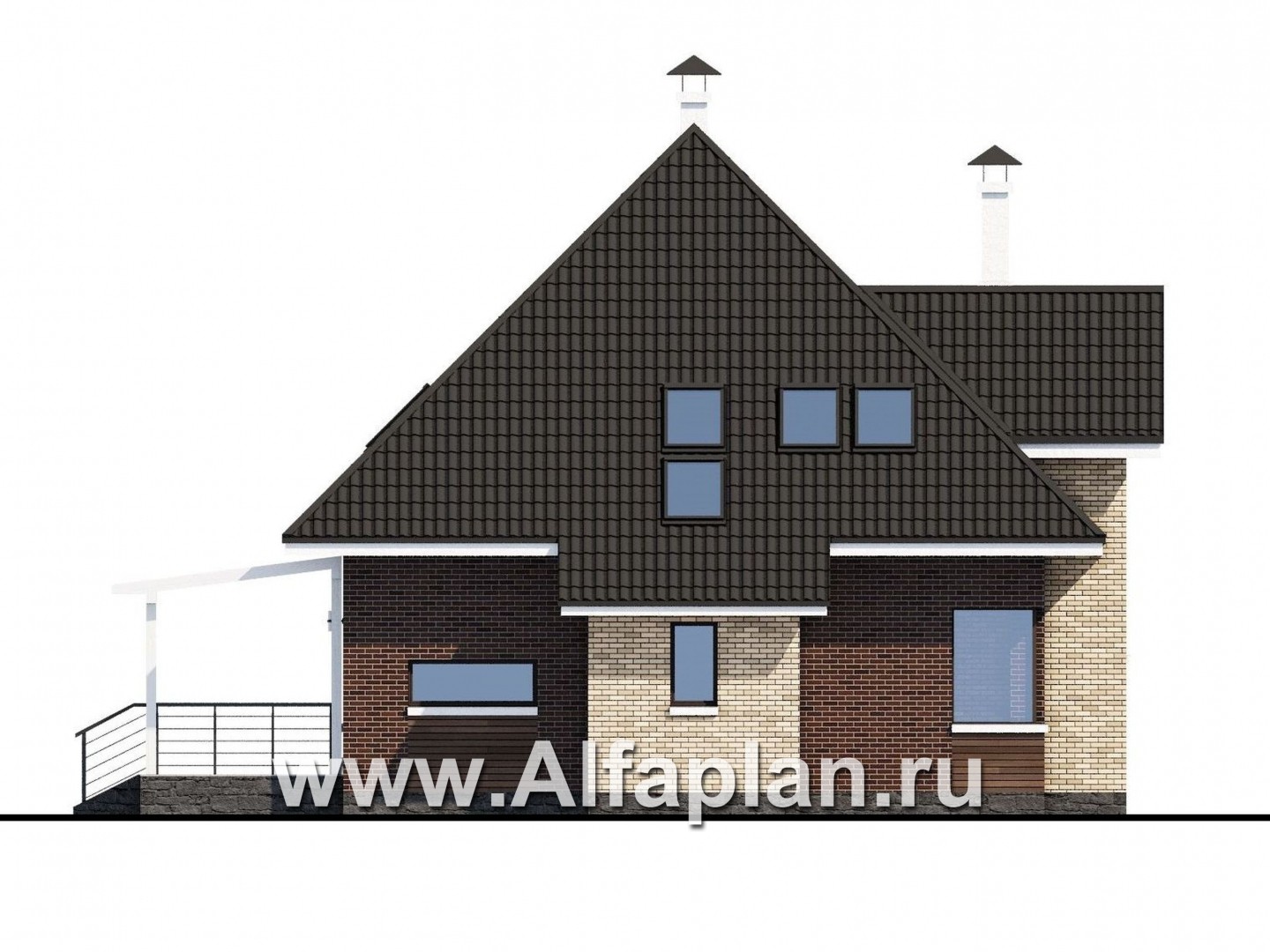 Проекты домов Альфаплан - «Персей» - современный мансардный дом - изображение фасада №4