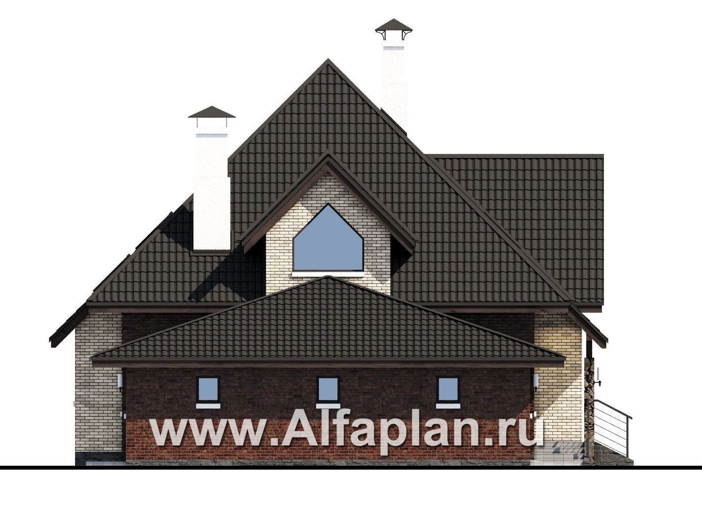 Проекты домов Альфаплан - «Персей» - современный мансардный дом - изображение фасада №3