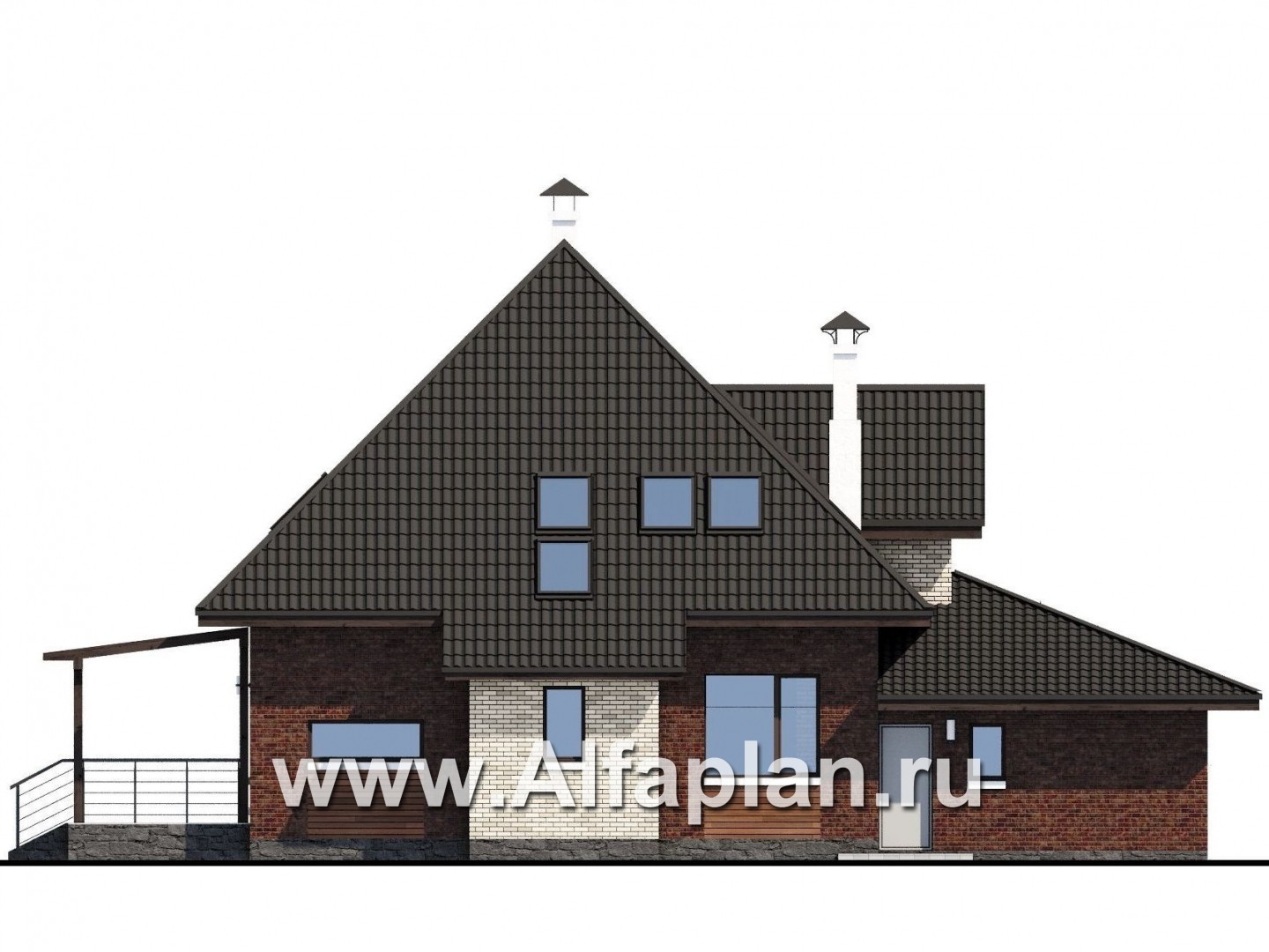Проекты домов Альфаплан - «Персей» - современный мансардный дом - изображение фасада №4
