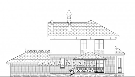 «Классика» - проект двухэтажного дома с эркером и с балконом, с гаражом на 2 авто - превью фасада дома