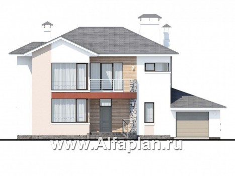 Проекты домов Альфаплан - «Платина» - современный дом в европейской традиции - превью фасада №1