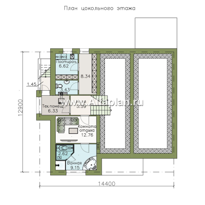 Проекты домов Альфаплан - «Двенадцать месяцев» - современный полутораэтажный коттедж - превью плана проекта №1