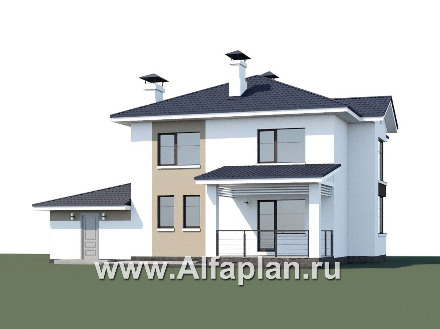 Проекты домов Альфаплан - «Лотос» - компактный современный двухэтажный дом с гаражом - дополнительное изображение №2