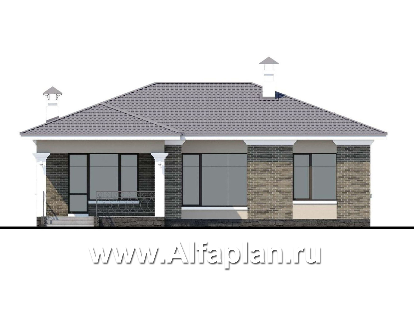 Проекты домов Альфаплан - «Жасмин» - одноэтажный дом в классическом стиле - изображение фасада №4