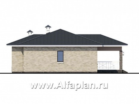 Проекты домов Альфаплан - «Урания» - современный одноэтажный коттедж с террасой - превью фасада №4