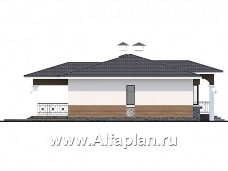 «Новый свет» - проект одноэтажного дома из газобетона, с эркером, для небольшой семьи - превью фасада дома