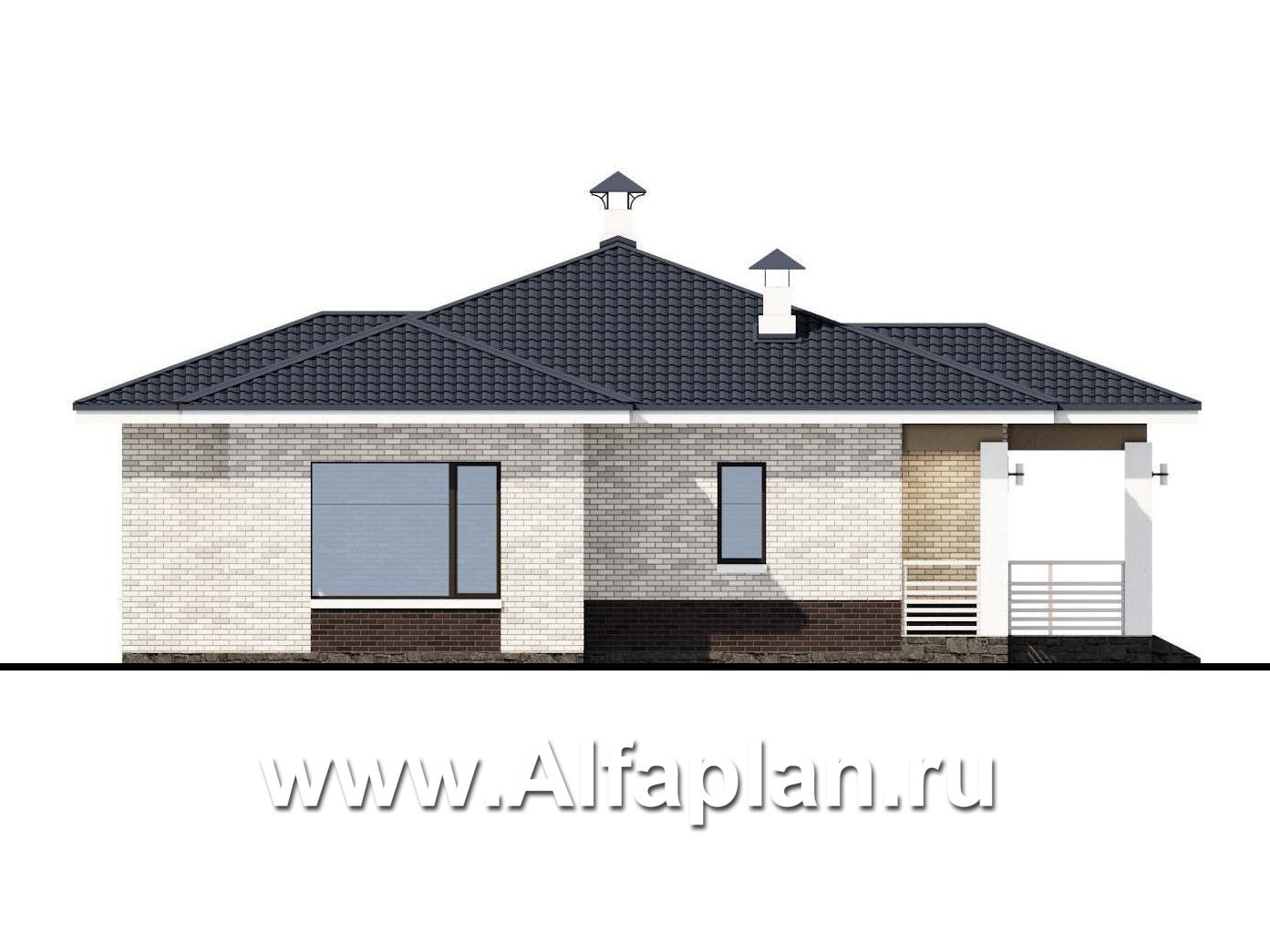 Проекты домов Альфаплан - «Эрато» - современный одноэтажный коттедж с террасой - изображение фасада №3