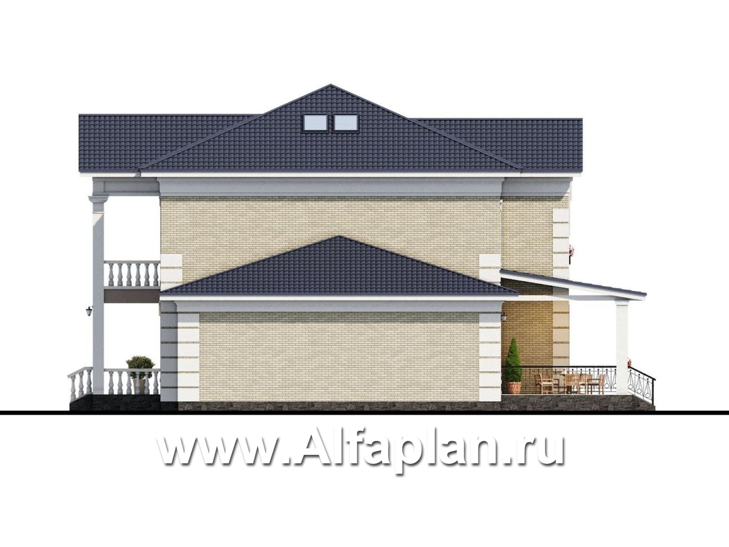 «Цезарь» -двухэтажная вилла в классическом стиле, с бассейном и сауной, планировка со вторым светом - фасад дома