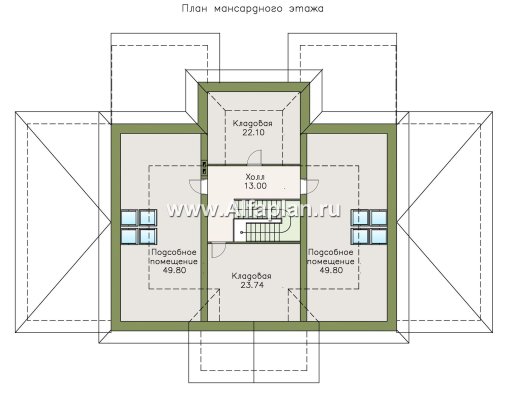 «Цезарь» -двухэтажная вилла в классическом стиле, с бассейном и сауной, планировка со вторым светом - превью план дома