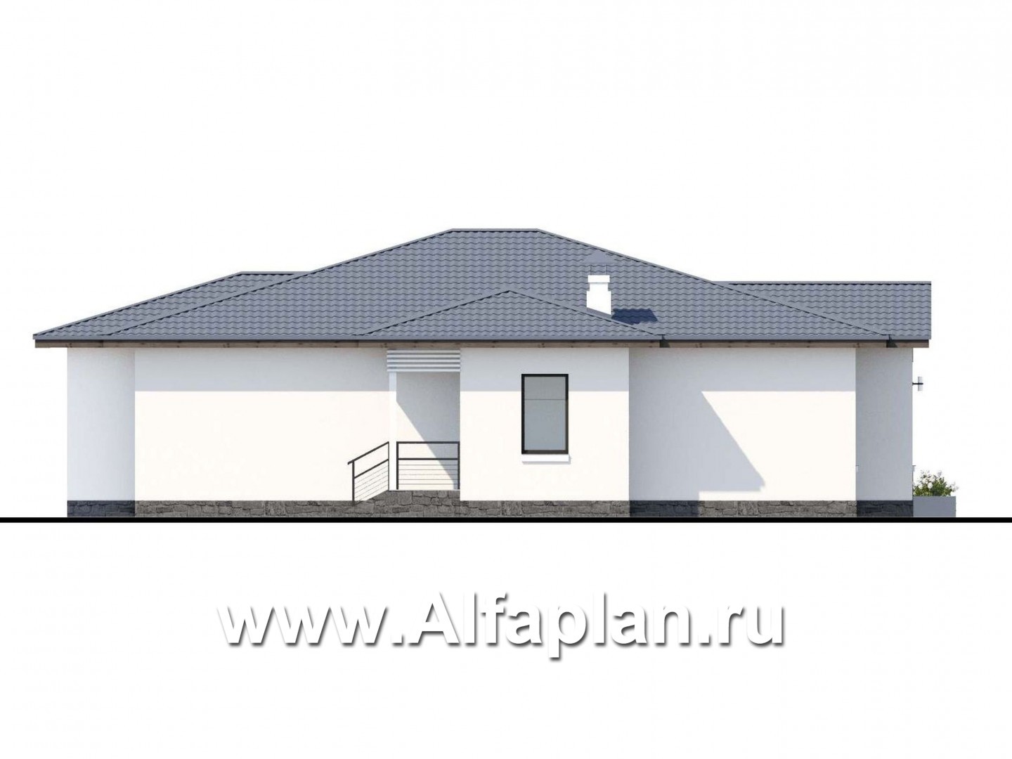 Проекты домов Альфаплан - «Калипсо» - комфортабельный одноэтажный дом - изображение фасада №3