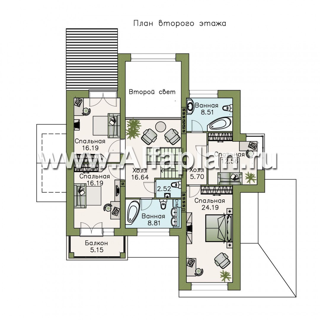 Проекты домов Альфаплан - «Современник» - коттедж со спортивным залом и сауной - изображение плана проекта №2
