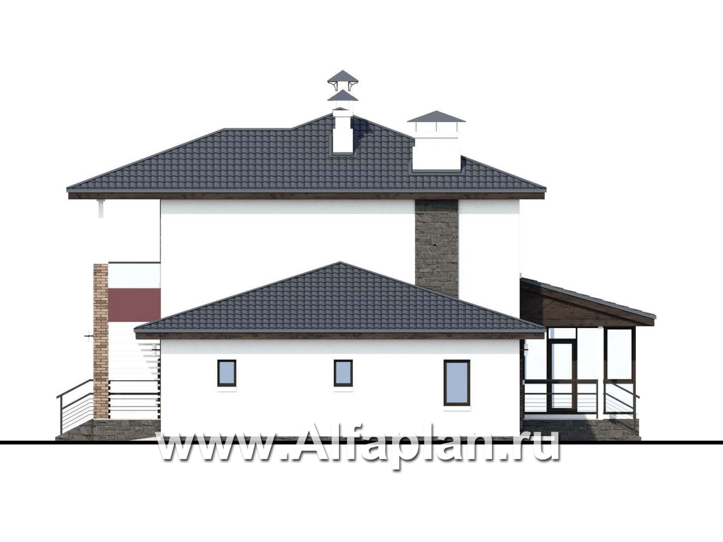 Проекты домов Альфаплан - «Орбита» - современный и удобный компактный дом - изображение фасада №2
