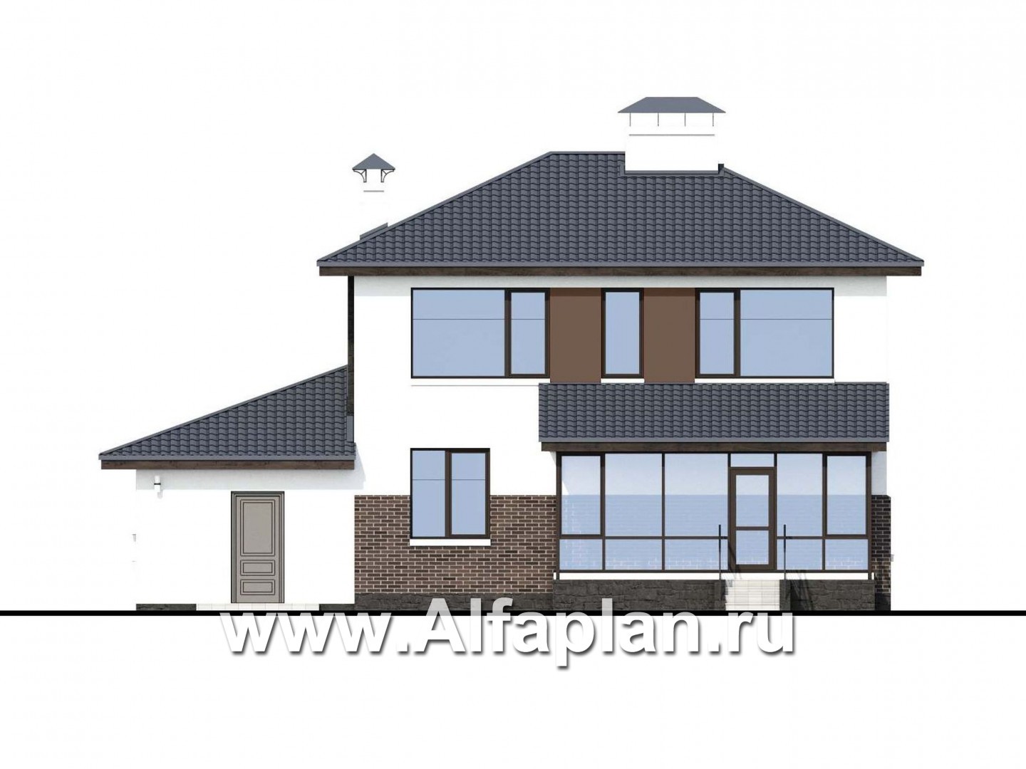 Проекты домов Альфаплан - «Орбита» - современный и удобный, компактный дом - изображение фасада №4