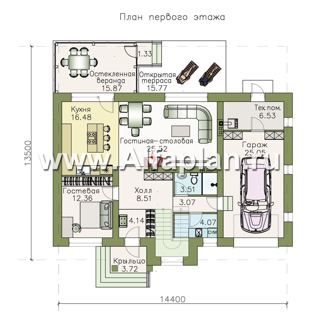 Проекты домов Альфаплан - «Либезюсефрау» — удобный дом с романтическими фасадами - план проекта №1