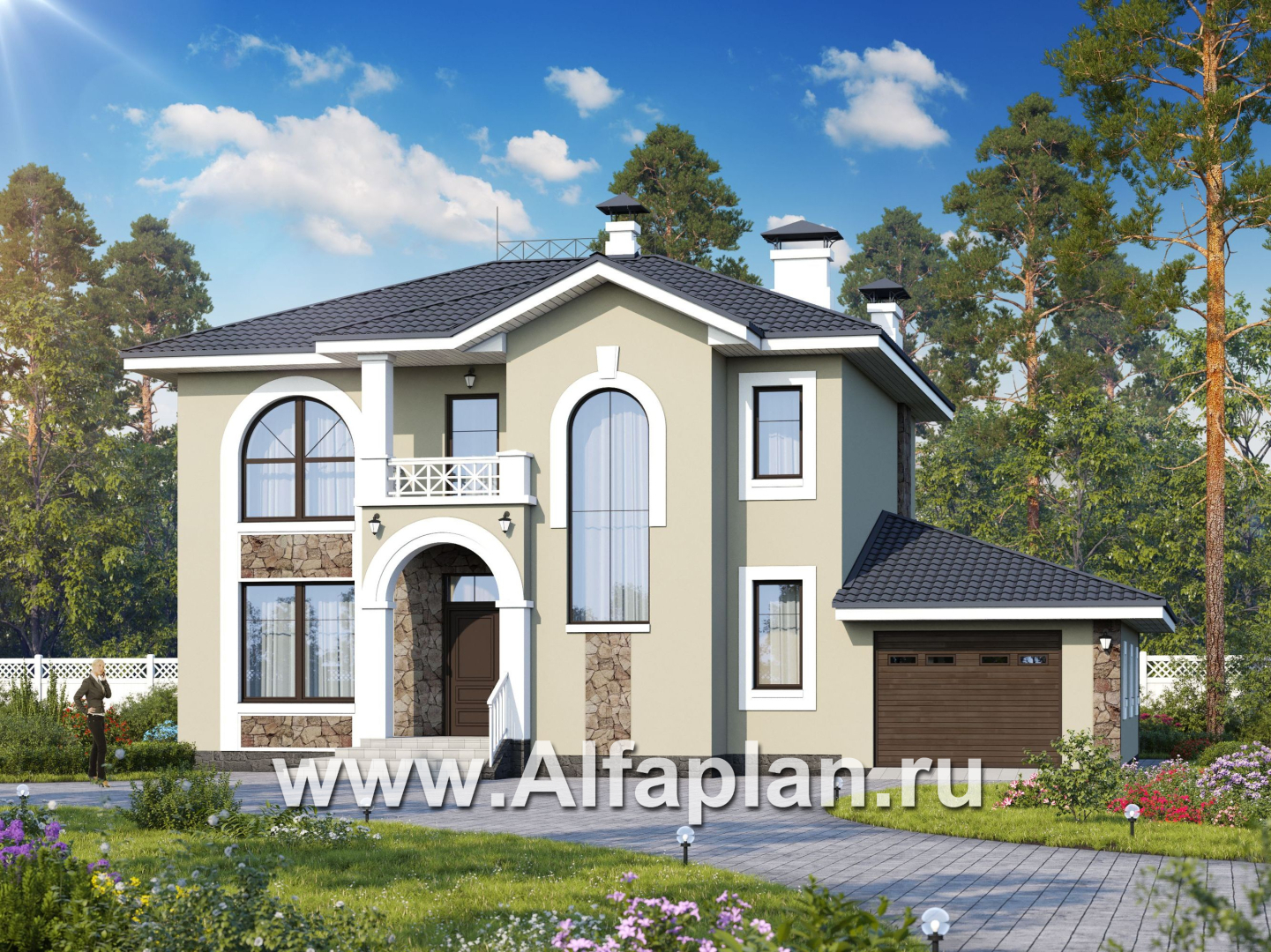 Проекты домов Альфаплан - «Либезюсефрау» — удобный дом с романтическими фасадами - дополнительное изображение №1