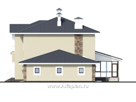 Проекты домов Альфаплан - «Либезюсефрау» — удобный дом с романтическими фасадами - превью фасада №2