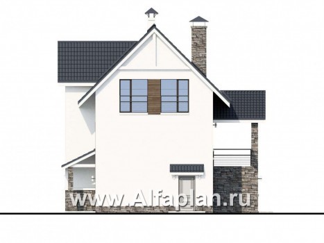 Проекты домов Альфаплан - «Альпина» - трехэтажный коттедж с гаражом для маленького участка - превью фасада №2