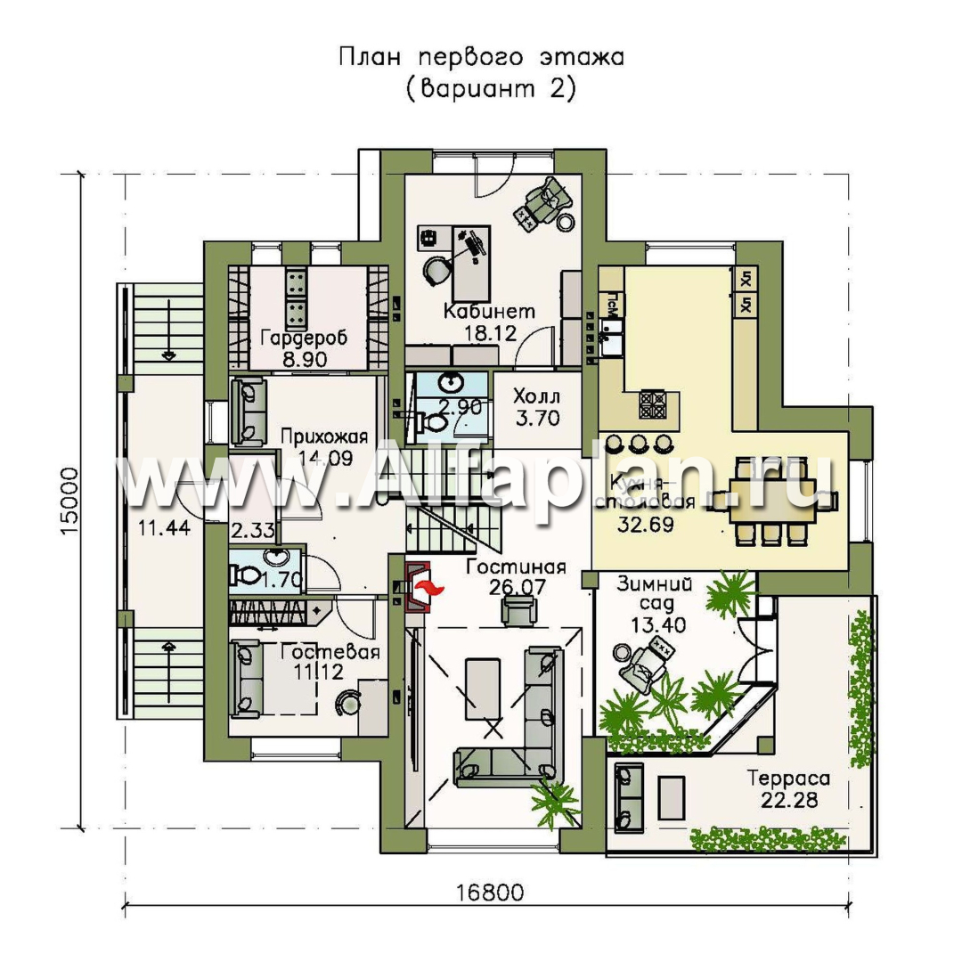 Проекты домов Альфаплан - «Три семерки» - трехэтажный загородный особняк, современный дизайн дома - план проекта №3