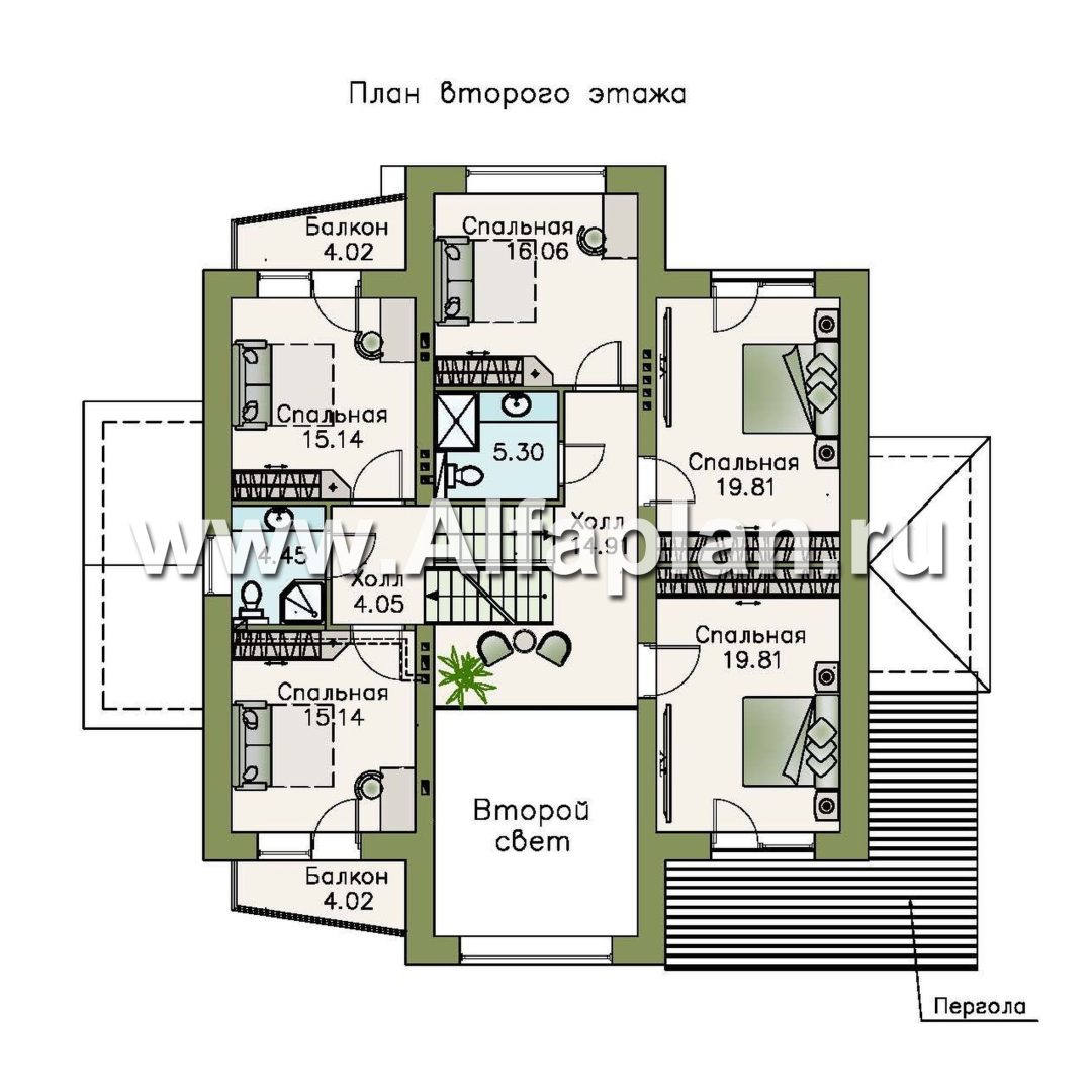 Проекты домов Альфаплан - «Три семерки» - трехэтажный загородный особняк, современный дизайн дома - план проекта №4