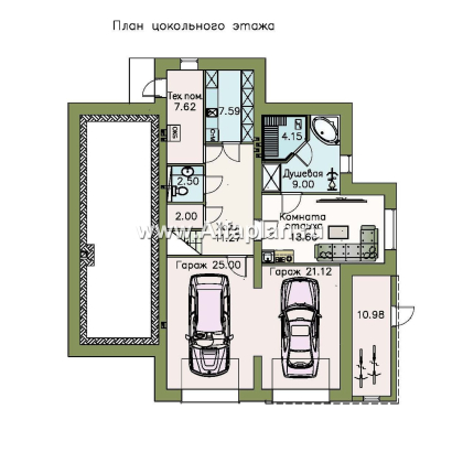 Проекты домов Альфаплан - «Три семерки» - трехэтажный загородный особняк, современный дизайн дома - превью плана проекта №1