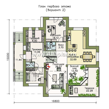 Проекты домов Альфаплан - «Три семерки» - трехэтажный загородный особняк, современный дизайн дома - превью плана проекта №3