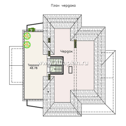 Проекты домов Альфаплан - «Три семерки» - трехэтажный загородный особняк, современный дизайн дома - превью плана проекта №5