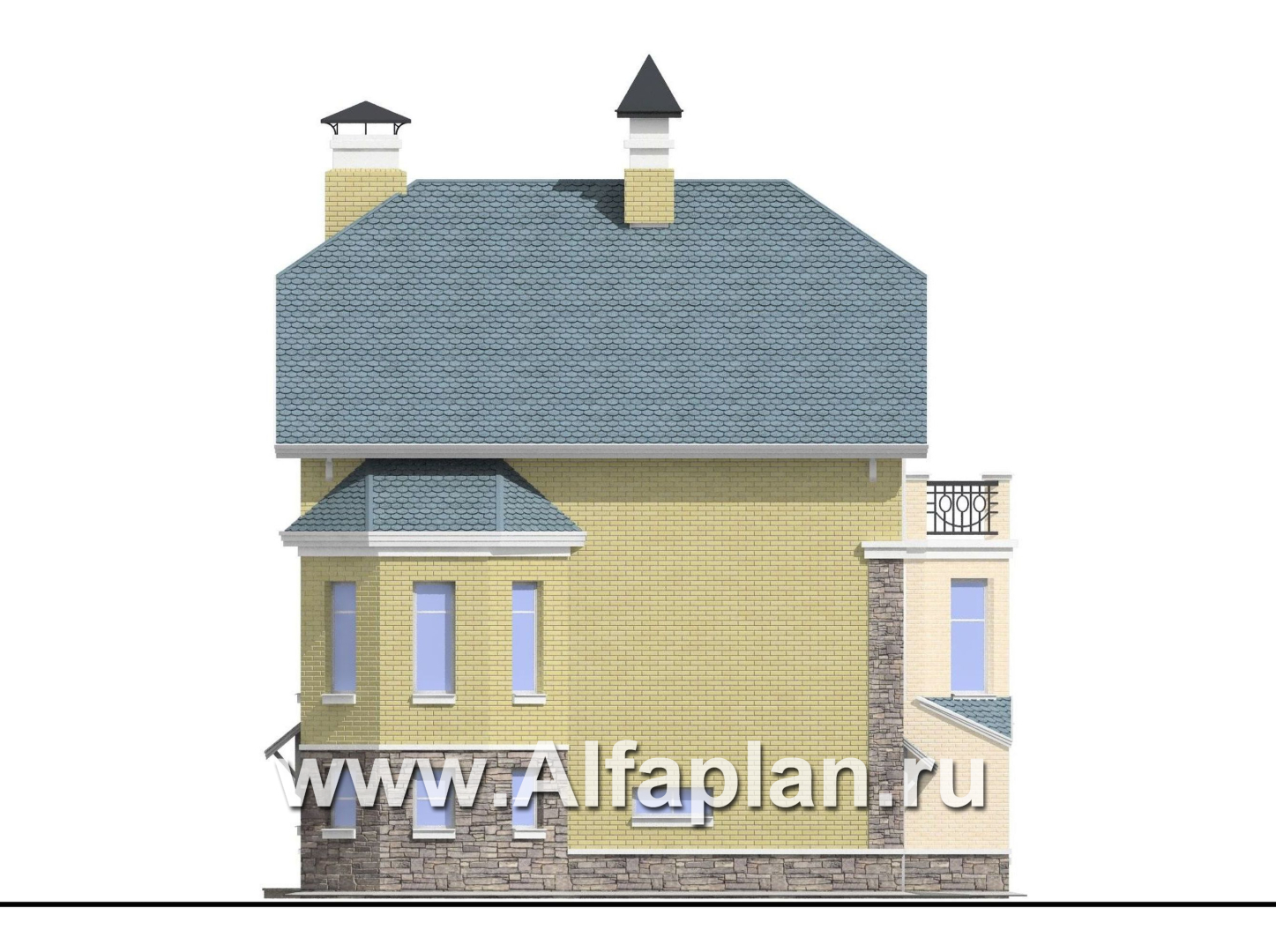 Проекты домов Альфаплан - «Корвет» - проект дома с гаражом и спортзалом - изображение фасада №3
