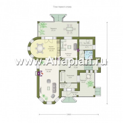 Проекты домов Альфаплан - «Пенаты» - дом с богатой живописной архитектурой - превью плана проекта №1