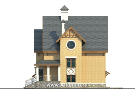 Проекты домов Альфаплан - Дом из газобетона «Индиго» - превью фасада №2