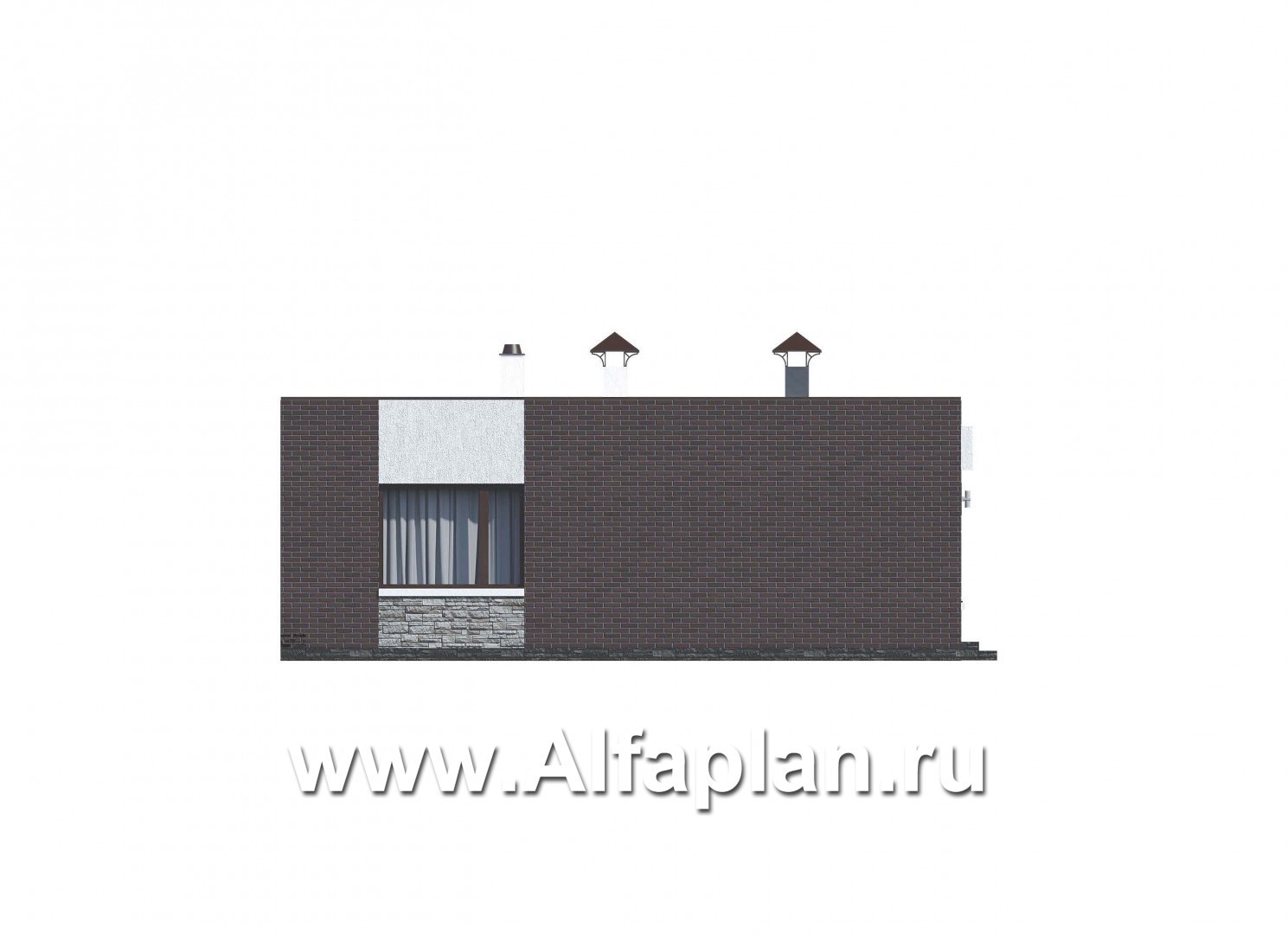 «Дега» - красивый проект одноэтажного дома, современный стиль, с террасой и с плоской кровлей - фасад дома
