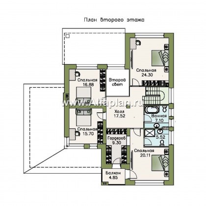 Проекты домов Альфаплан - «Родос» - стильный двухэтажный дома с гаражом на две машины - превью плана проекта №2