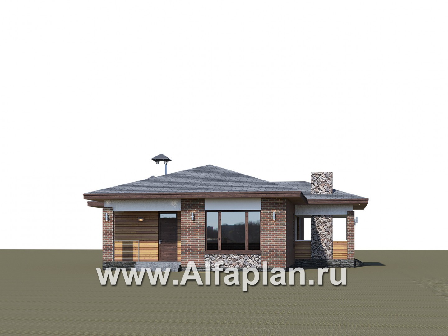 Проекты домов Альфаплан - «Притяжение» - одноэтажный дом с тремя спальнями - дополнительное изображение №1