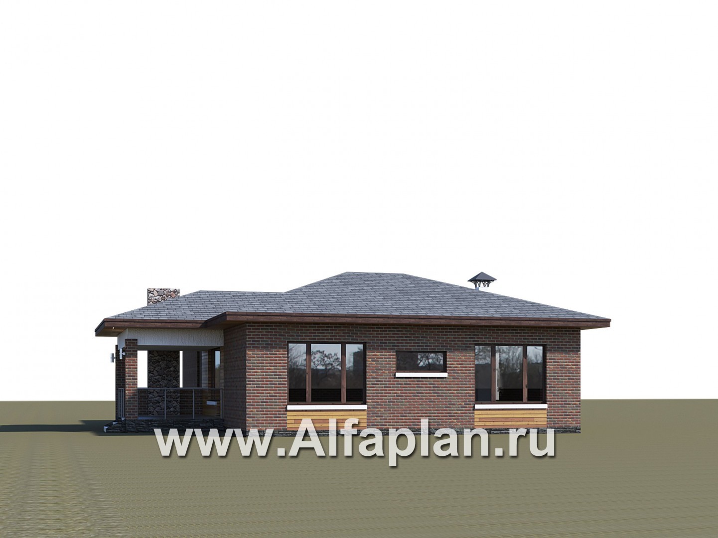 Проекты домов Альфаплан - «Притяжение» - одноэтажный дом с тремя спальнями - дополнительное изображение №2