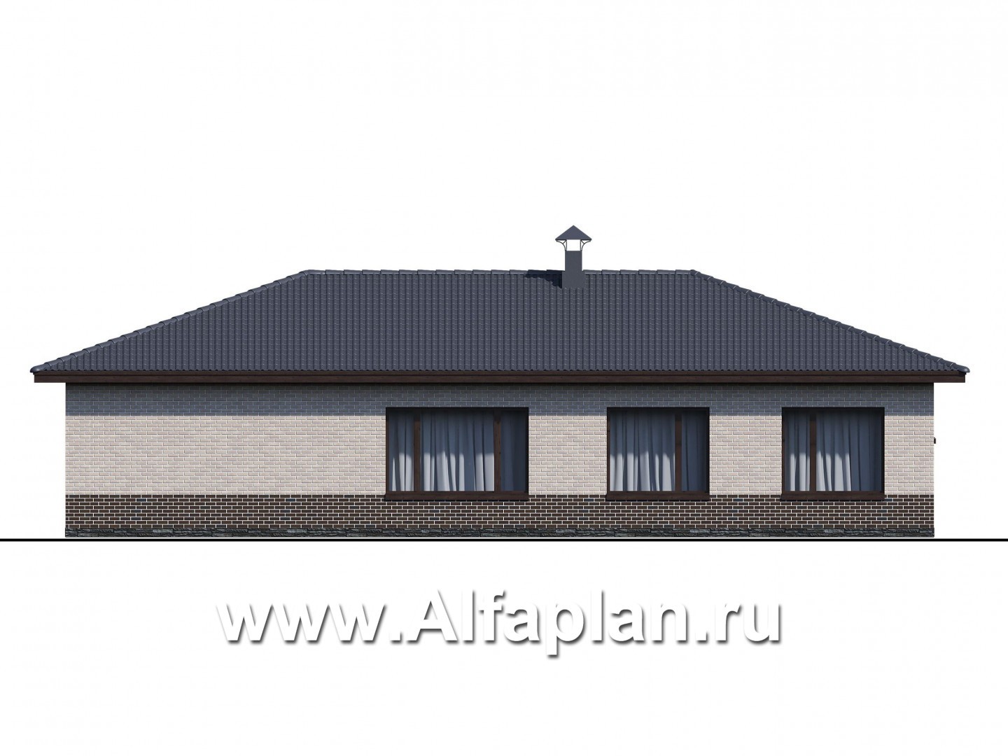 «Алазея» - проект одноэтажного дома из газобетона, с террасой и  с сауной, в современном стиле - фасад дома