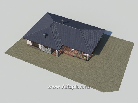 «Алазея» - проект одноэтажного дома из газобетона, с террасой и  с сауной, в современном стиле - превью дополнительного изображения №4