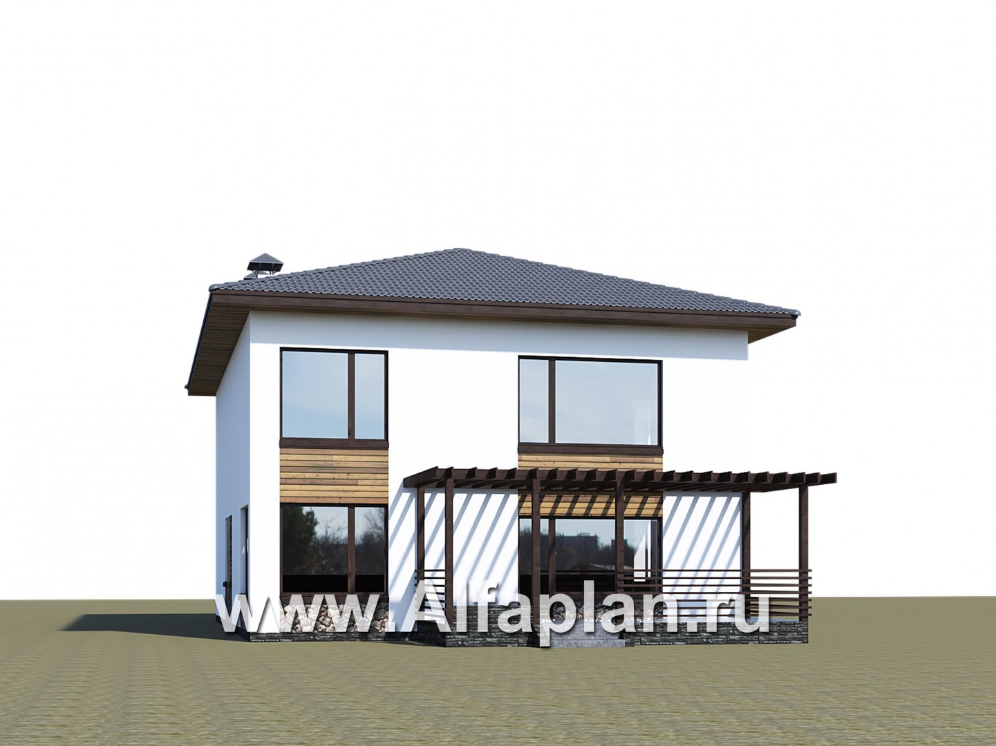 Проекты домов Альфаплан - "Золотой ключик" - план дома, где все спальни с душевыми - дополнительное изображение №2